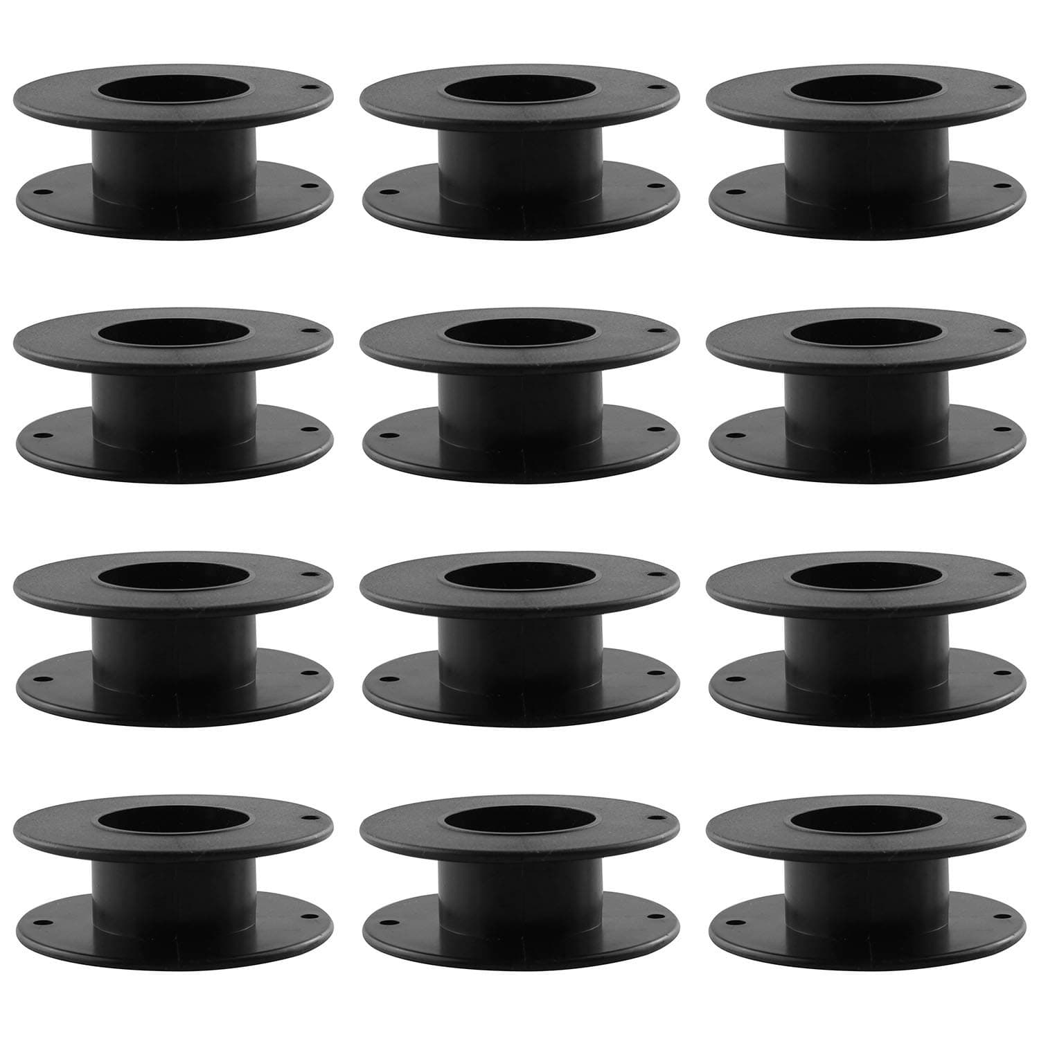 JCBIZ 12pcs 55mm Plastic Spool Black Bobbin Empty Spools for Ribbon Beading String Wire Bobbin Cord Ropes
