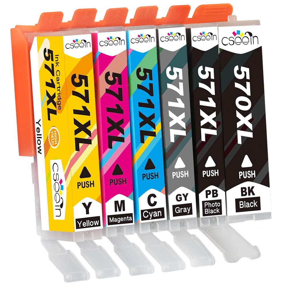 cseein 6pk Compatible PGI-570XL CLI-571XL PGI 570XL CLI 571XL Ink Cartridges (1PGBK 1BK 1C 1M 1Y 1GY) Replacement for Canon Pixma MG7700 MG7750 MG7751 MG7752 MG7753 TS8050 TS8051 TS8052 Printers