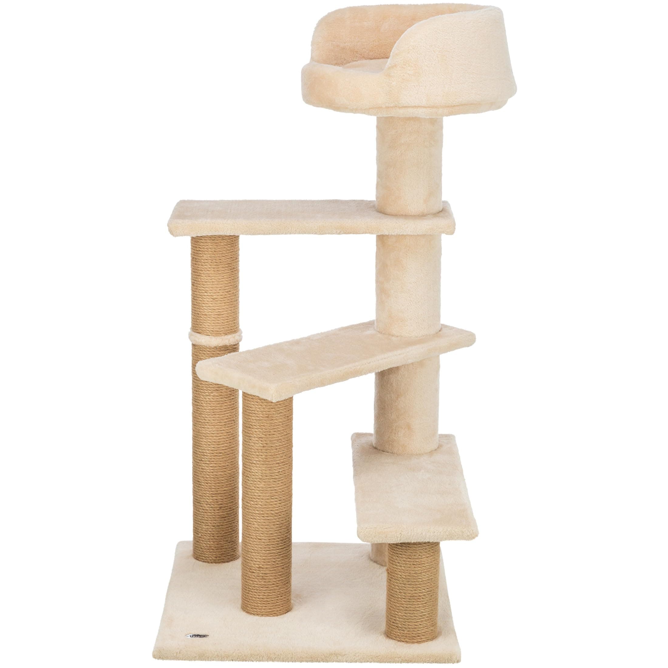 Tulia Senior Cat Tower with Scratching Posts, Four Platforms, Top Platform with Backrest, Beige Medium