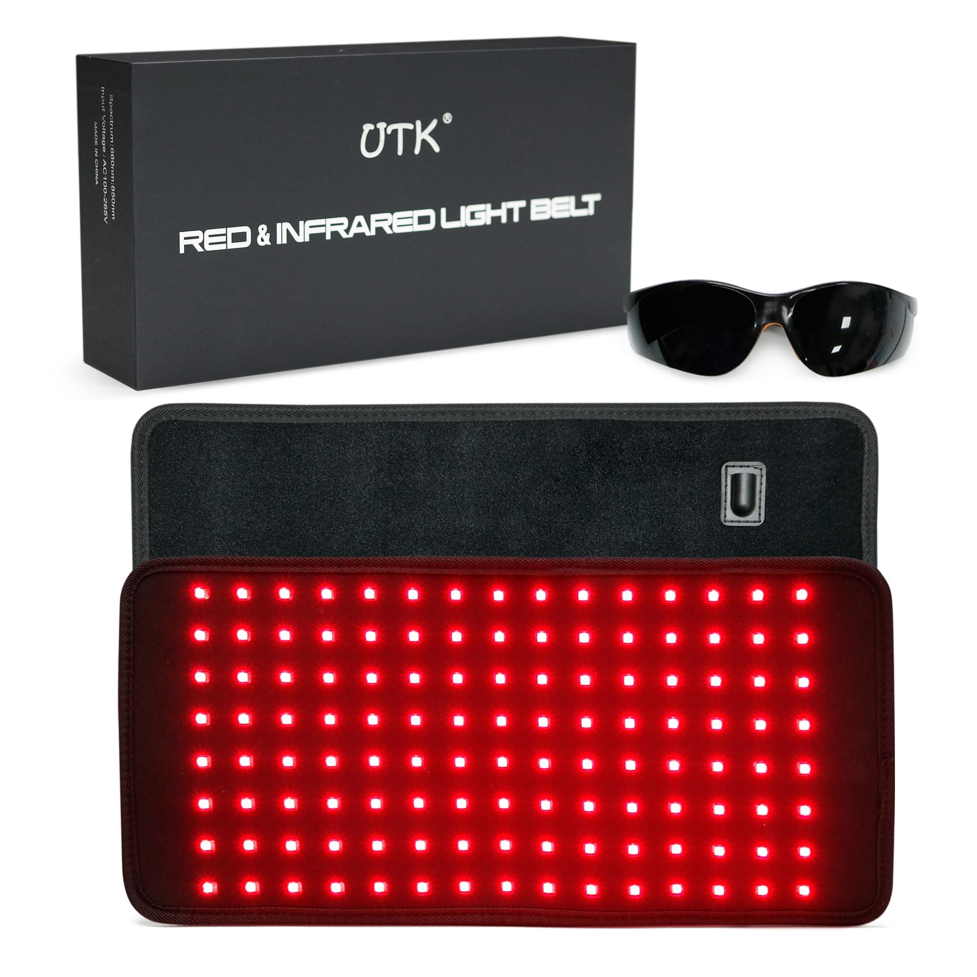 UTK Red Light Therapy Pad for Body Pain Relief, LED 660＆850nm Wearable Wrap Deep Therapy Belt with Timer Function Relieve Back Shoulder Pain