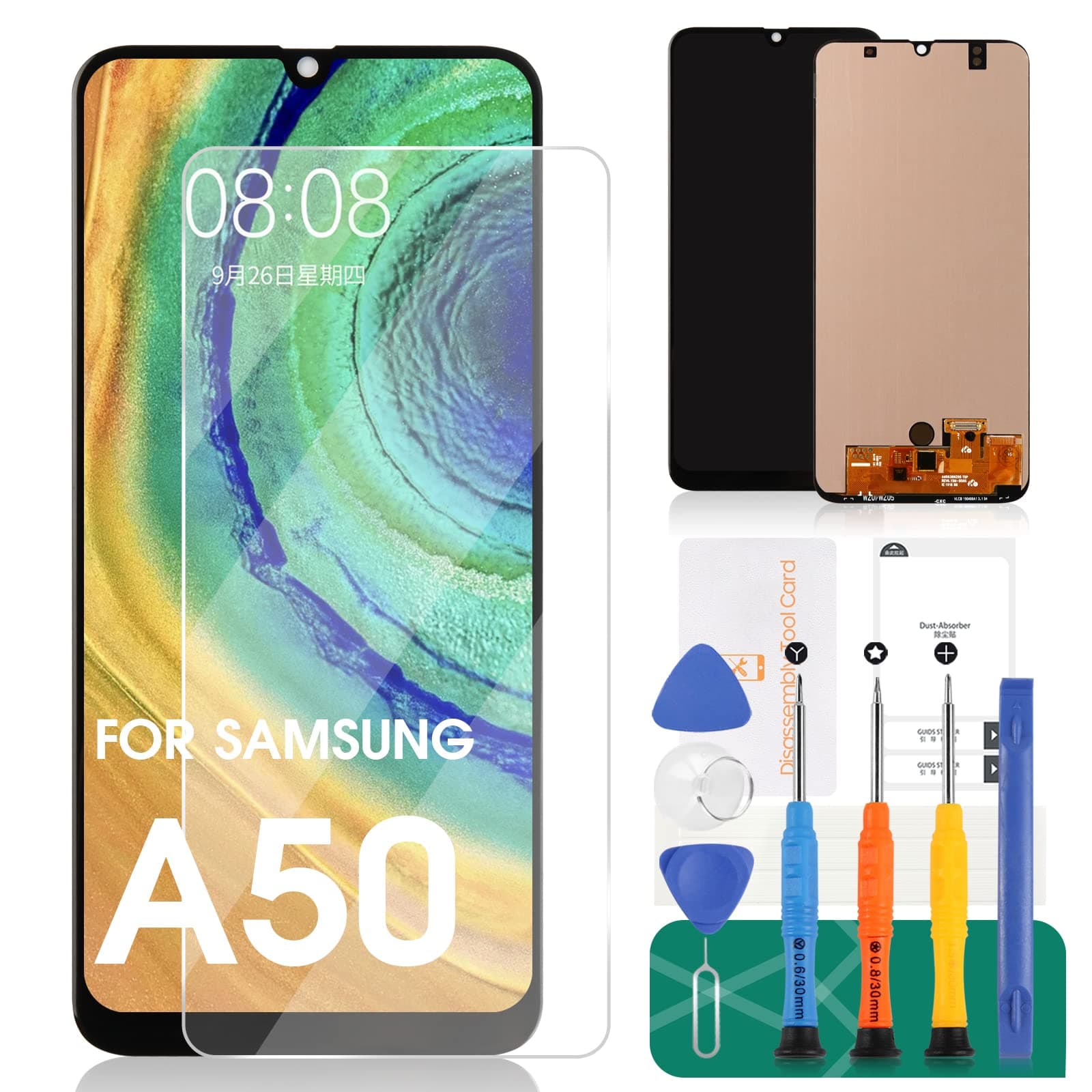 OLED for Samsung Galaxy A50 2019 Screen Replacement for Samsung A50S LCD Screen A505 A507 LCD Display SM-A505F SM-A505FN Touch Digitizer SM-A507F SM-A507FN Repair Kits(Support Figerprint Function)
