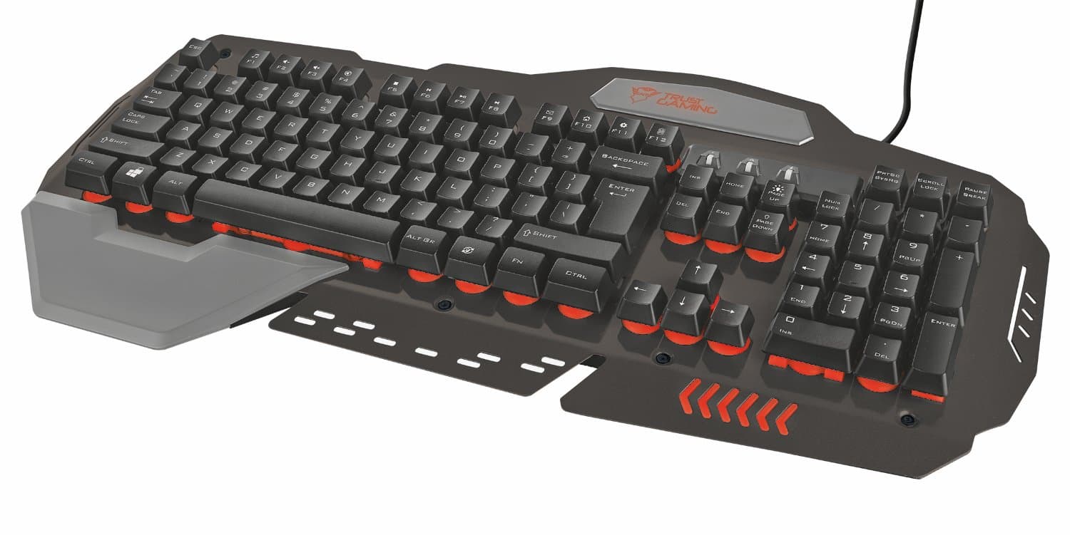 Trust GXT 850 Upper Plate 12 Multimedia Keys Anti-ghosting Gaming Keyboard LED Metal USB, QWERTZ, German keyboard layout