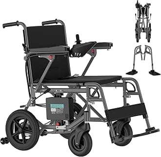 Electric Wheelchair for Adults Lightweight Foldable Electric Wheelchair for Seniors Power Motorized Wheelchair (Darkgrey)