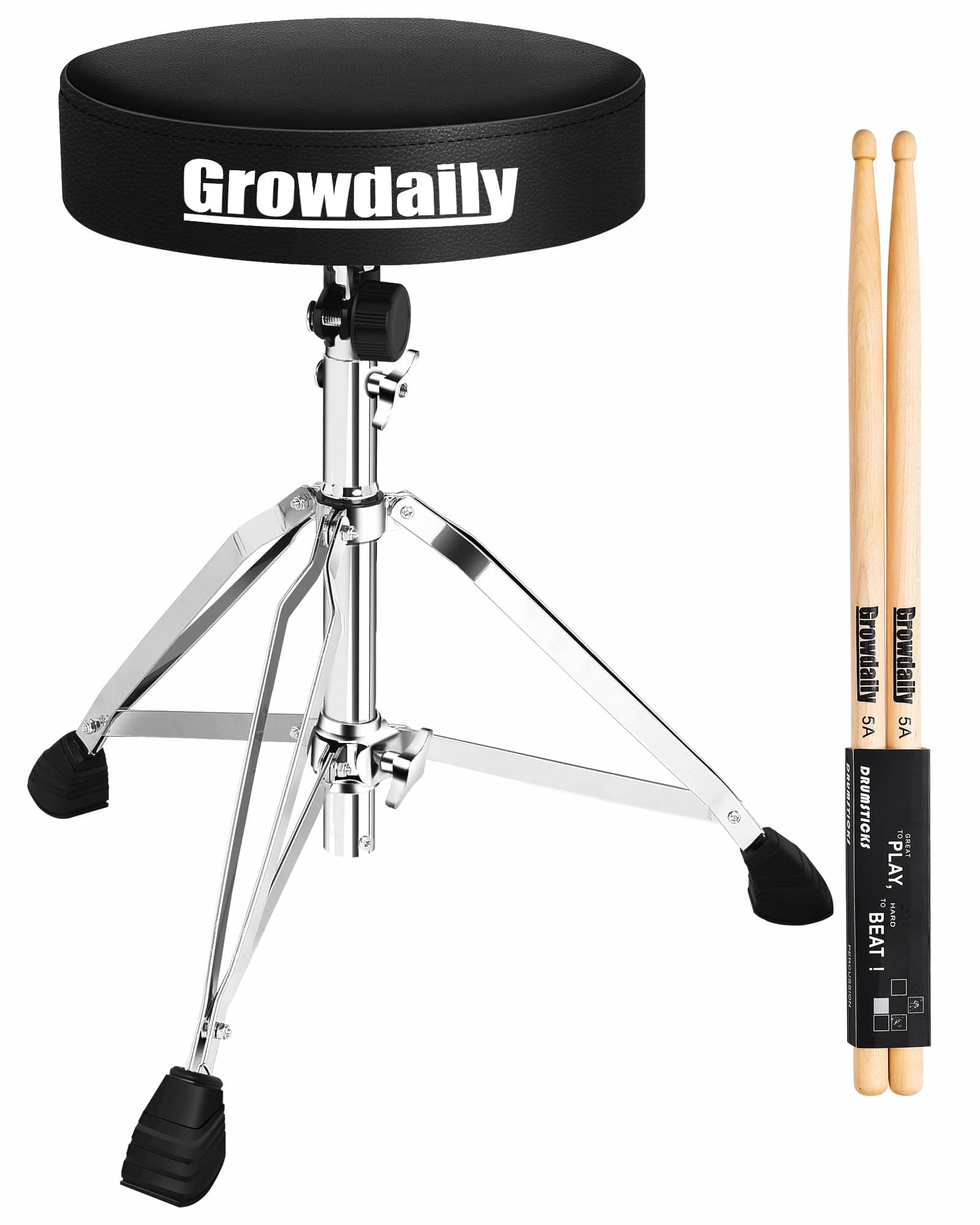Drum Throne Seat,Adjustable Stool Drum Universal Padded Drum Throne Drummer Stool with 5A Drumsticks for Adults Beginner Drummers
