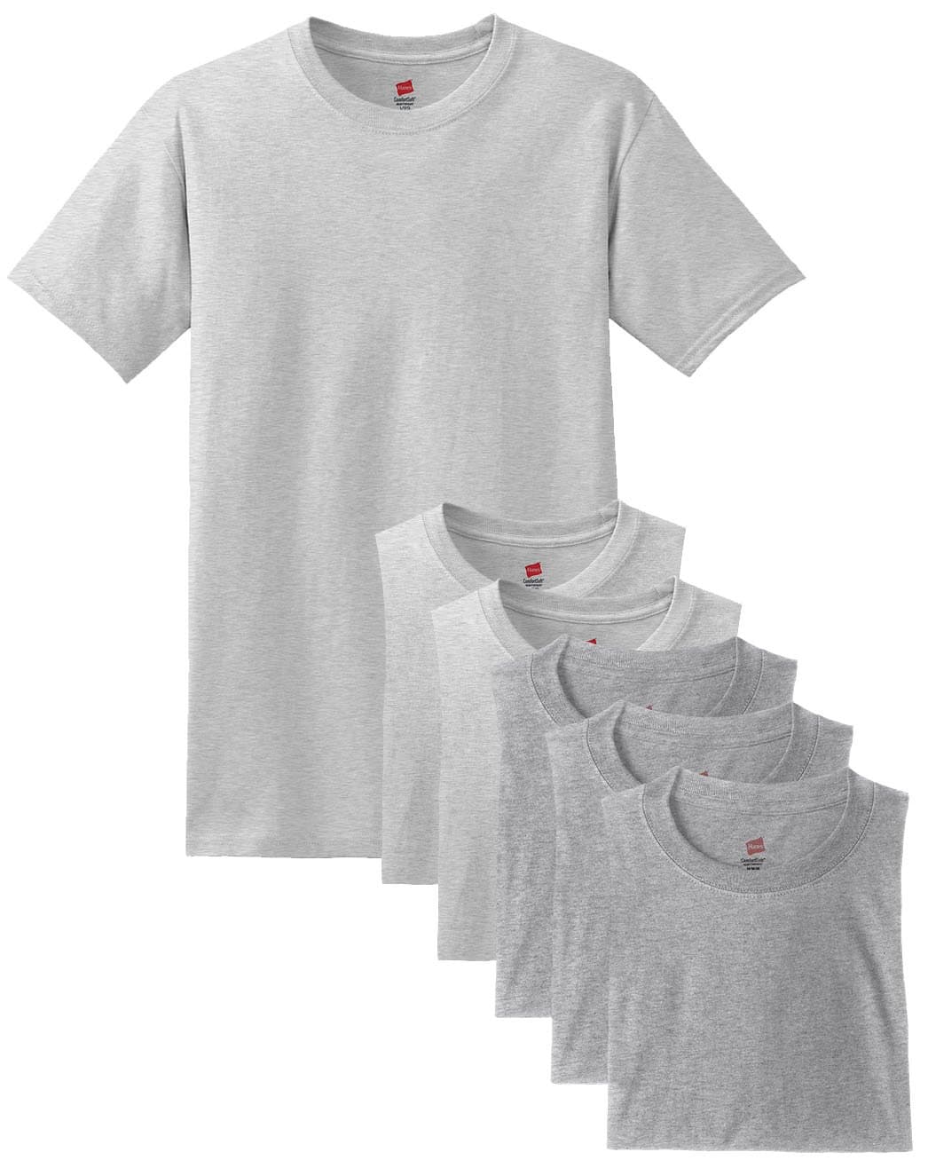 Hanes Men's Classics 6 Pack Crew Neck Tee - Ash/White - L