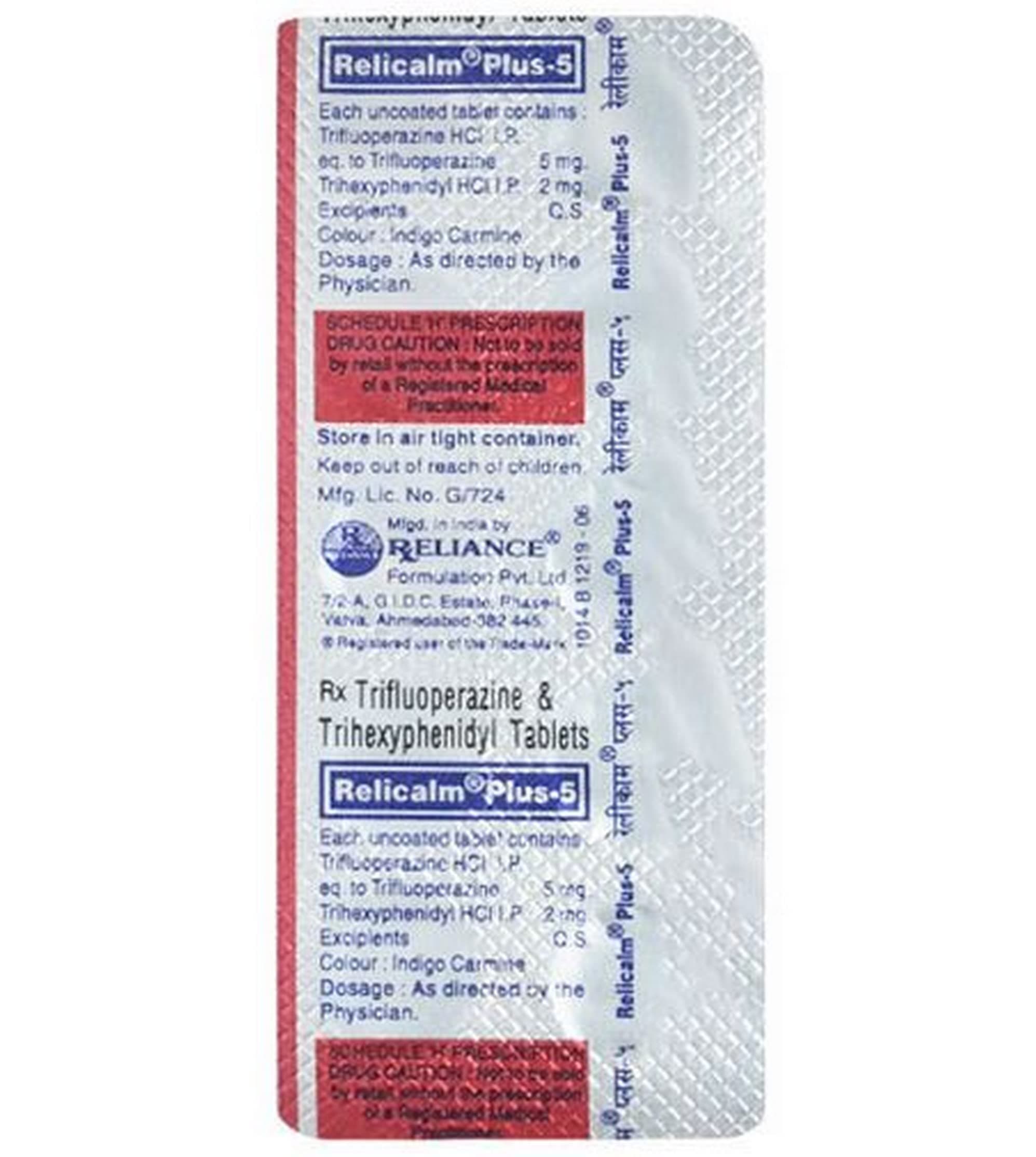 RELICALM PLUS 5MG - Strip of 10 Tablets