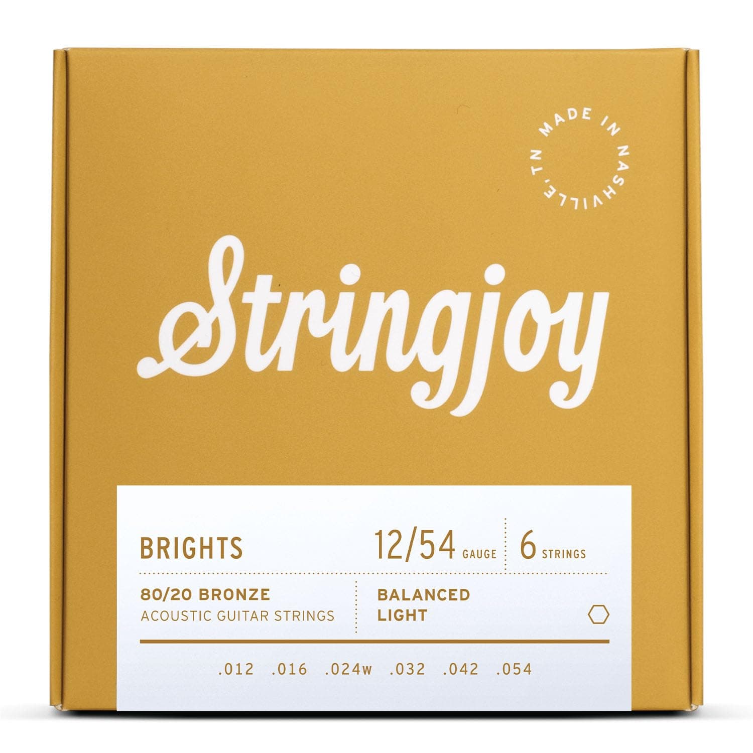 BB1254 Brights 80/20 Bronze Light Acoustic Guitar Strings, 12-54 Light Gauge, Guitar Strings Acoustic 6 String Set, Long-Lasting Tone, Smooth Playability, Premium Guitar Accessories