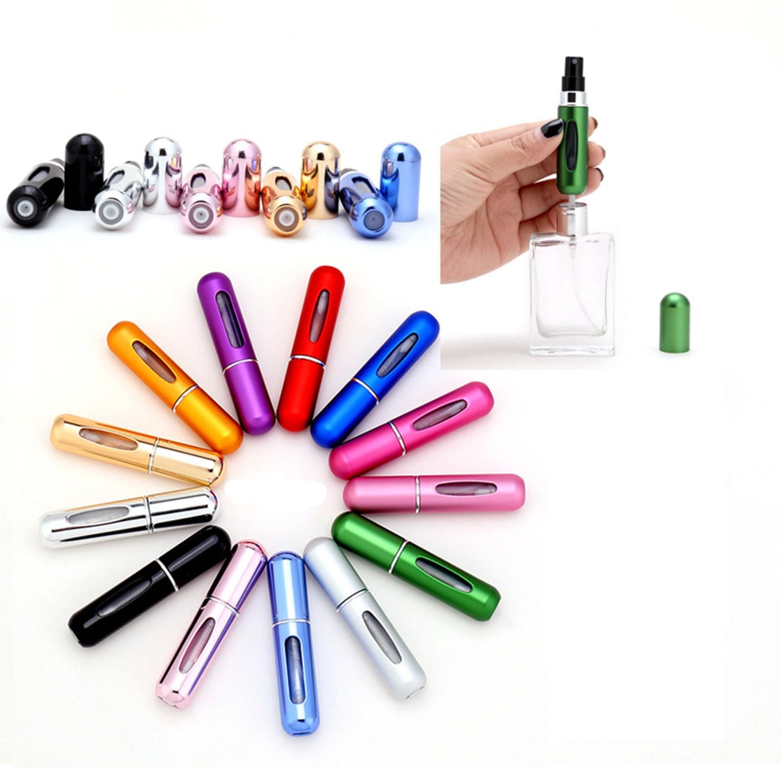 13pcs Perfume Atomiser, Perfume Atomiser Refillable, Perfume Atomiser Bottle 5ml Leak Proof Aftershave Atomiser Empty For Purse, Handbag, Pocket And Luggage
