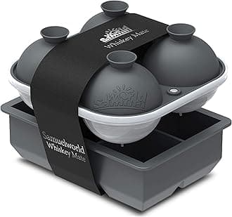 Samuelworld Premium Silicone Ice Cube Tray with Lid, Set of 2-Large Ice Cube Molds Set Square & Sphere Round Ice Ball Maker Mold, Whiskey Ice Trays Freezer, Cocktail Kit, Bartesian, Reusable BPA Free