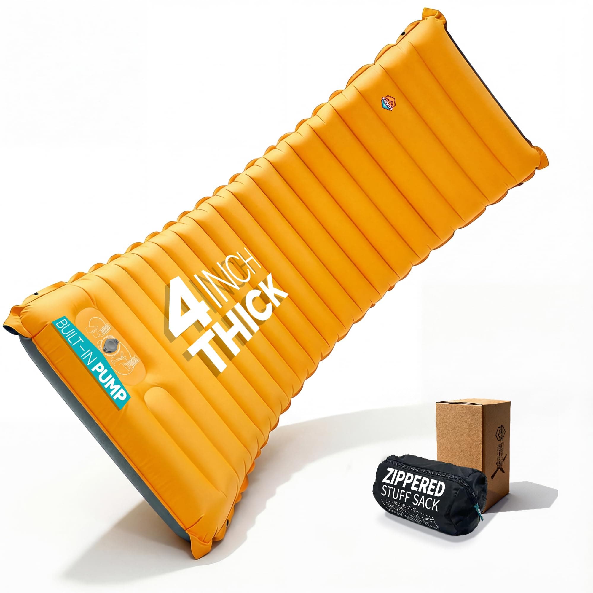 ZOOOBELIVES Extra Thick Inflatable Sleeping Pad with Built-in Pump – Lightweight & Portable Camp Bed for Hiking, Backpacking & Car Travel – Airlive2000