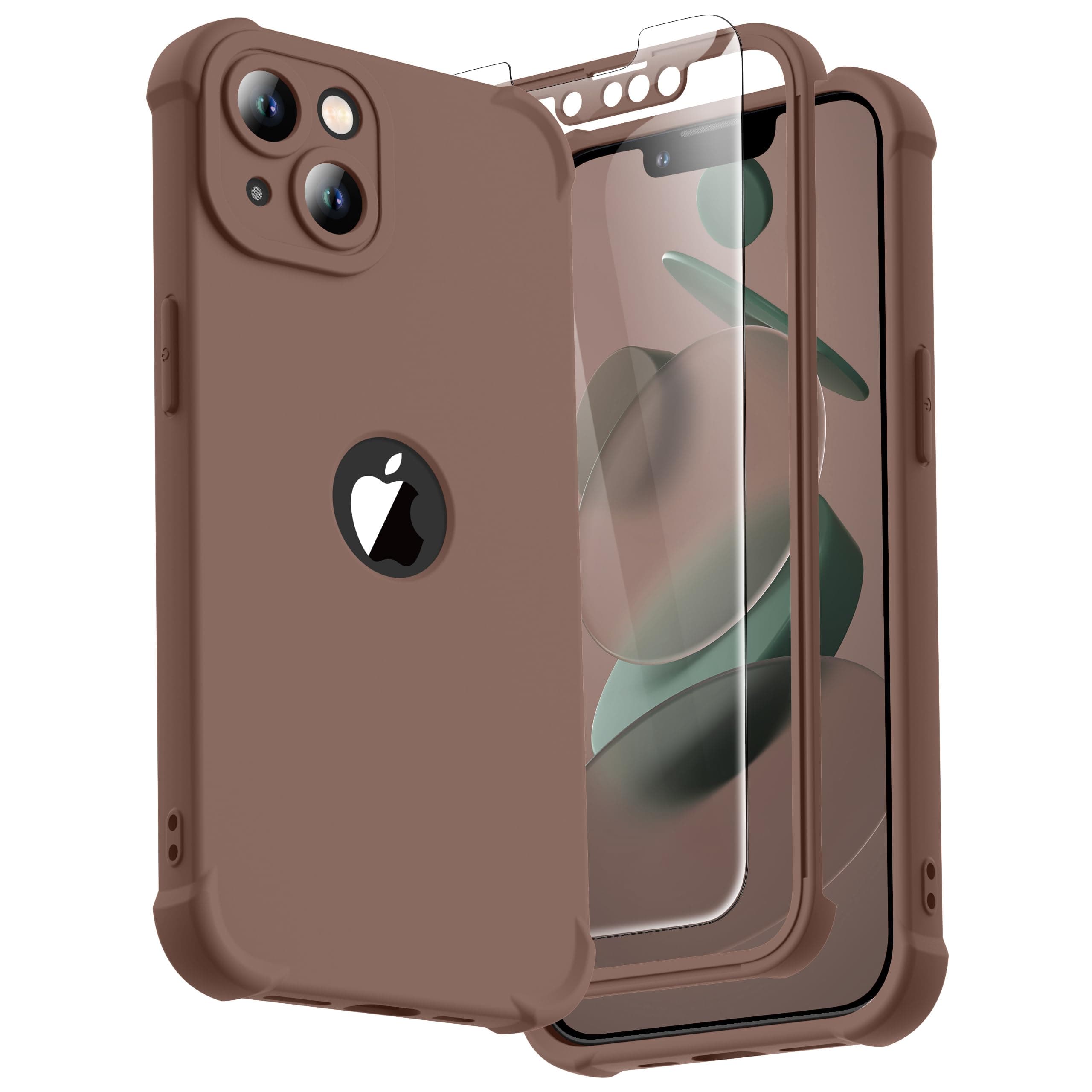 ORETECH for iPhone 13 Case, with [2 Screen Protectors] [15 Ft Military Grade Drop Test] [Camera Protection] 360° Full Body Shockproof Slim Thin Phone Case iPhone 13 Cover 6.1" Brown