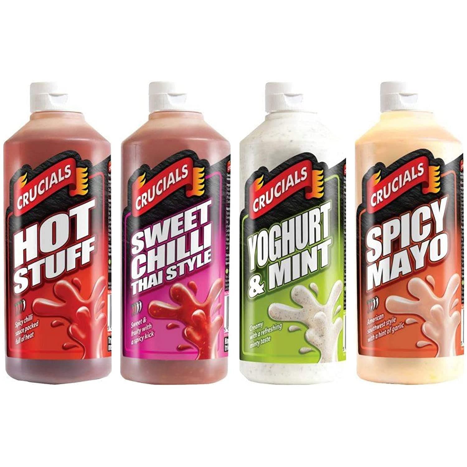 Crucials Spicy Selection Sauces Hot Bundle, 4 x Large 500ml Bottles