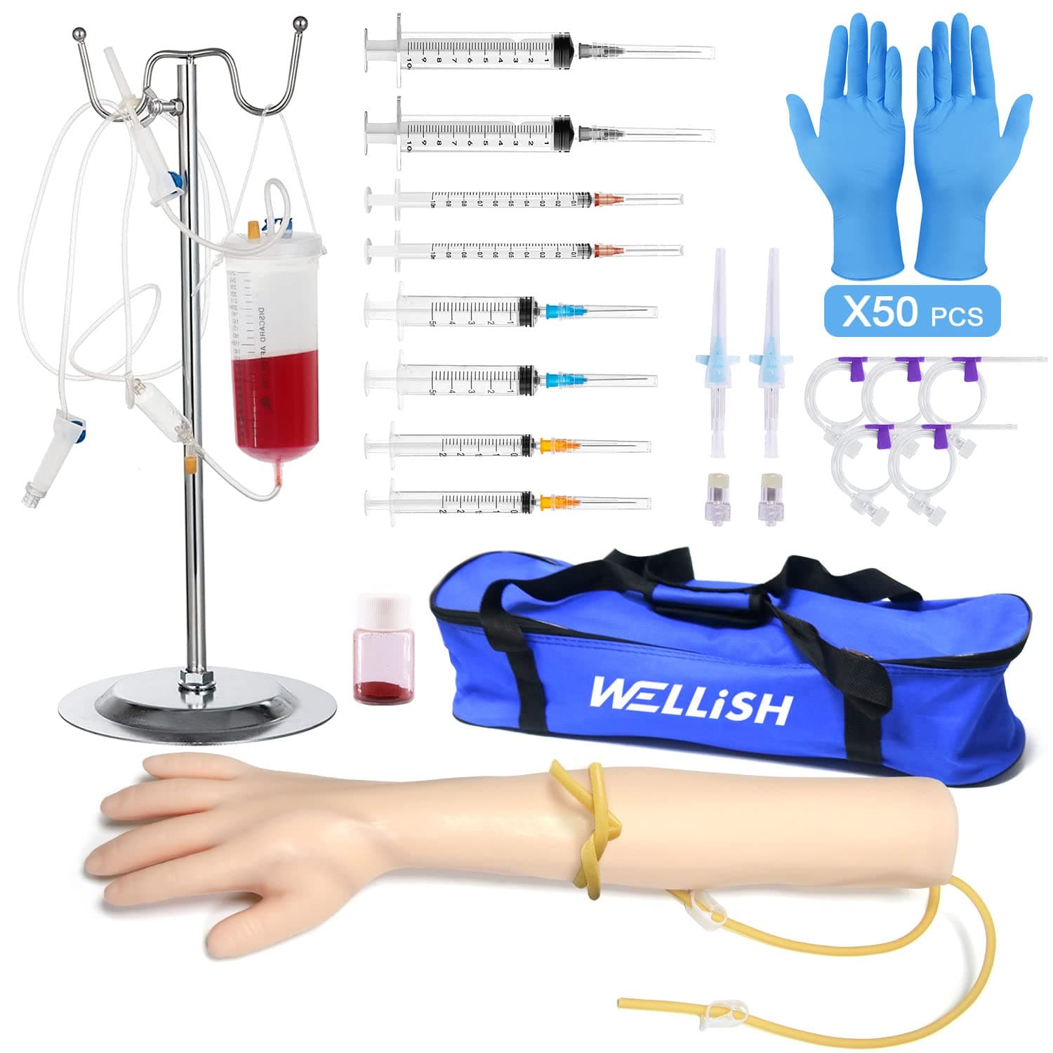 IV Practice Arm Infusion Model, Venipuncture Training Model Phlebotomy Practice Kit Injection Blood Drawing Model