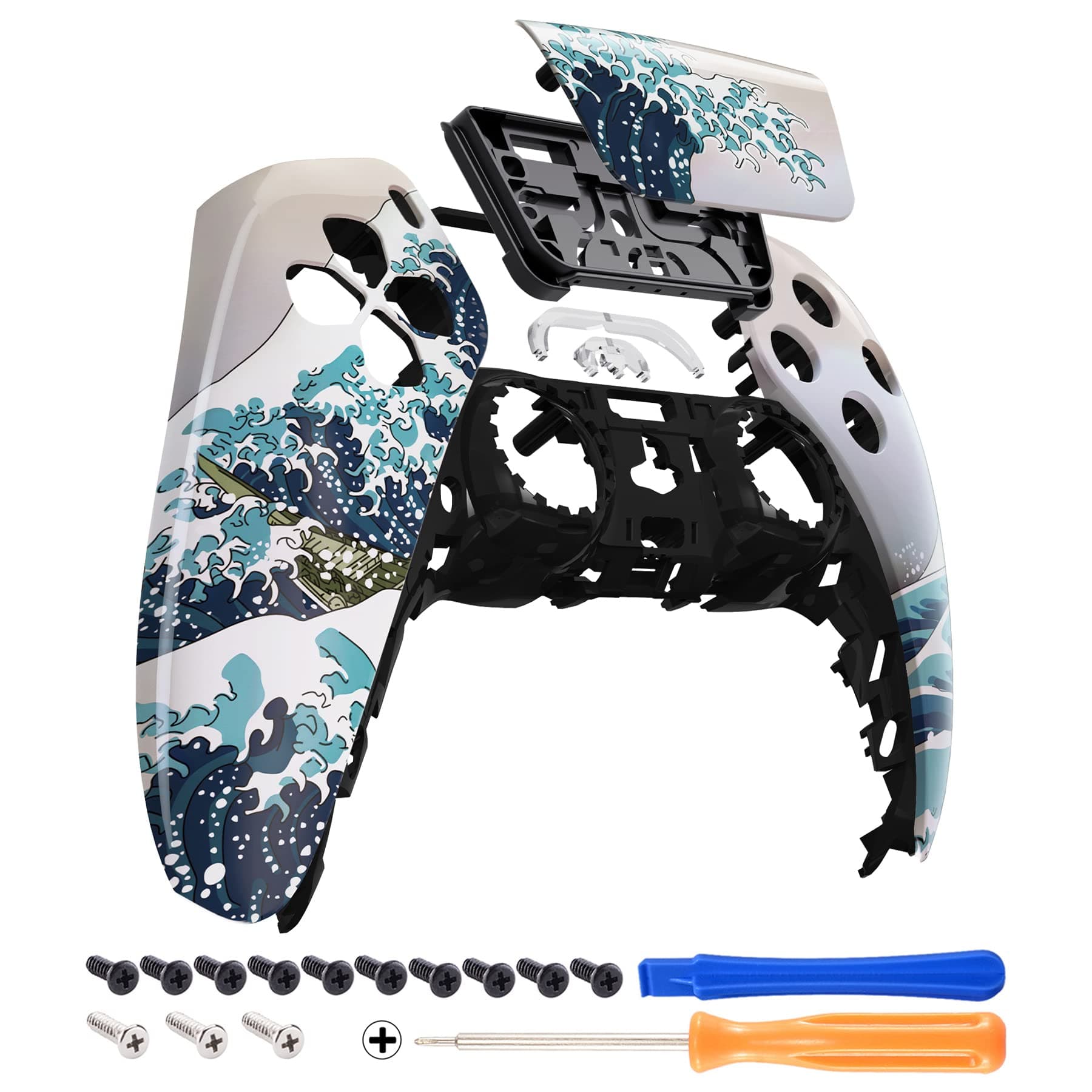 eXtremeRate The Great Wave Touchpad Front Top Shell Compatible with ps5 Contr...
