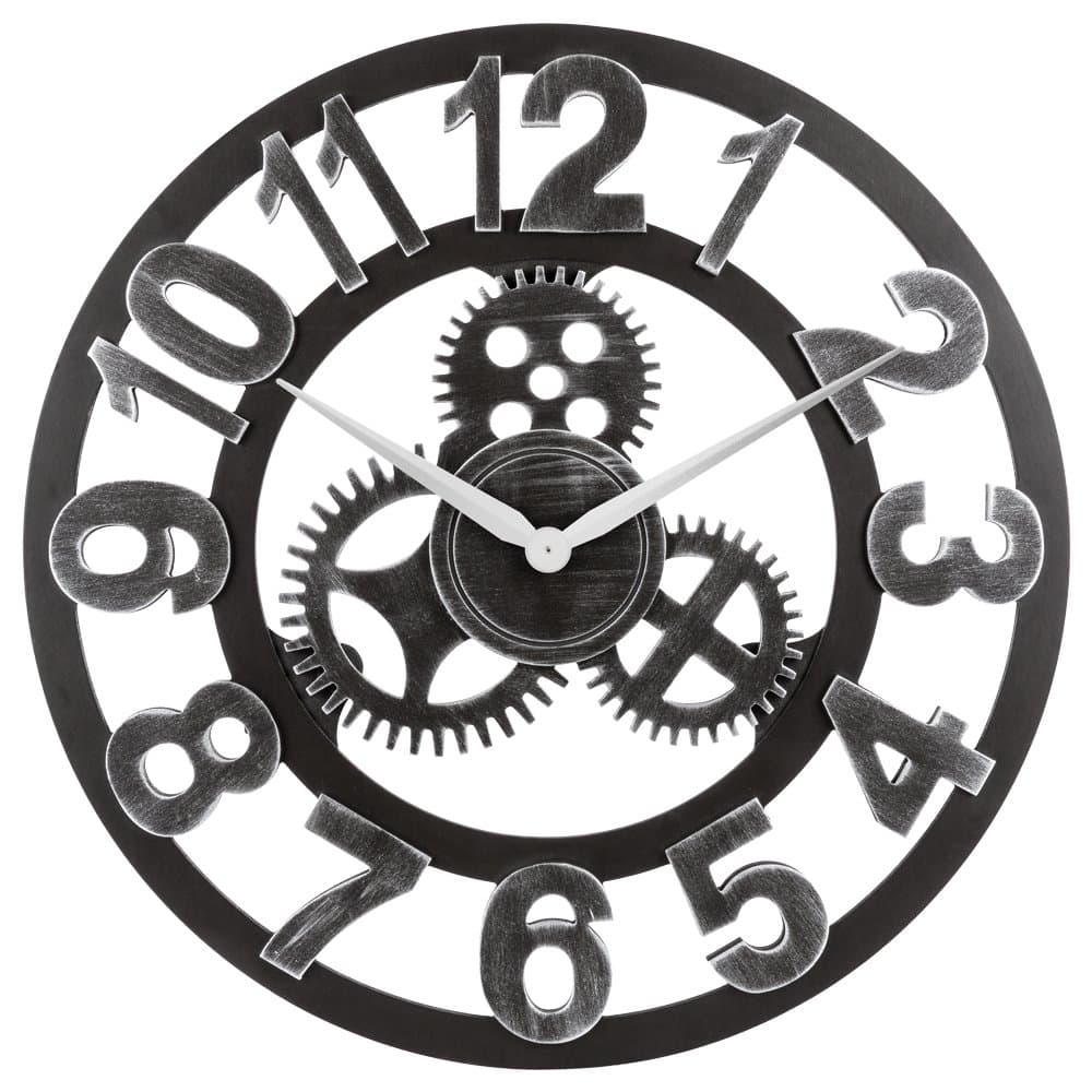 23" inch Noiseless Silent Non-Ticking Wall Clock - Large 3D Retro Rustic Country Decorative Luxury Art Big Wooden Vintage for House Warming Gift, (Number-Silver)