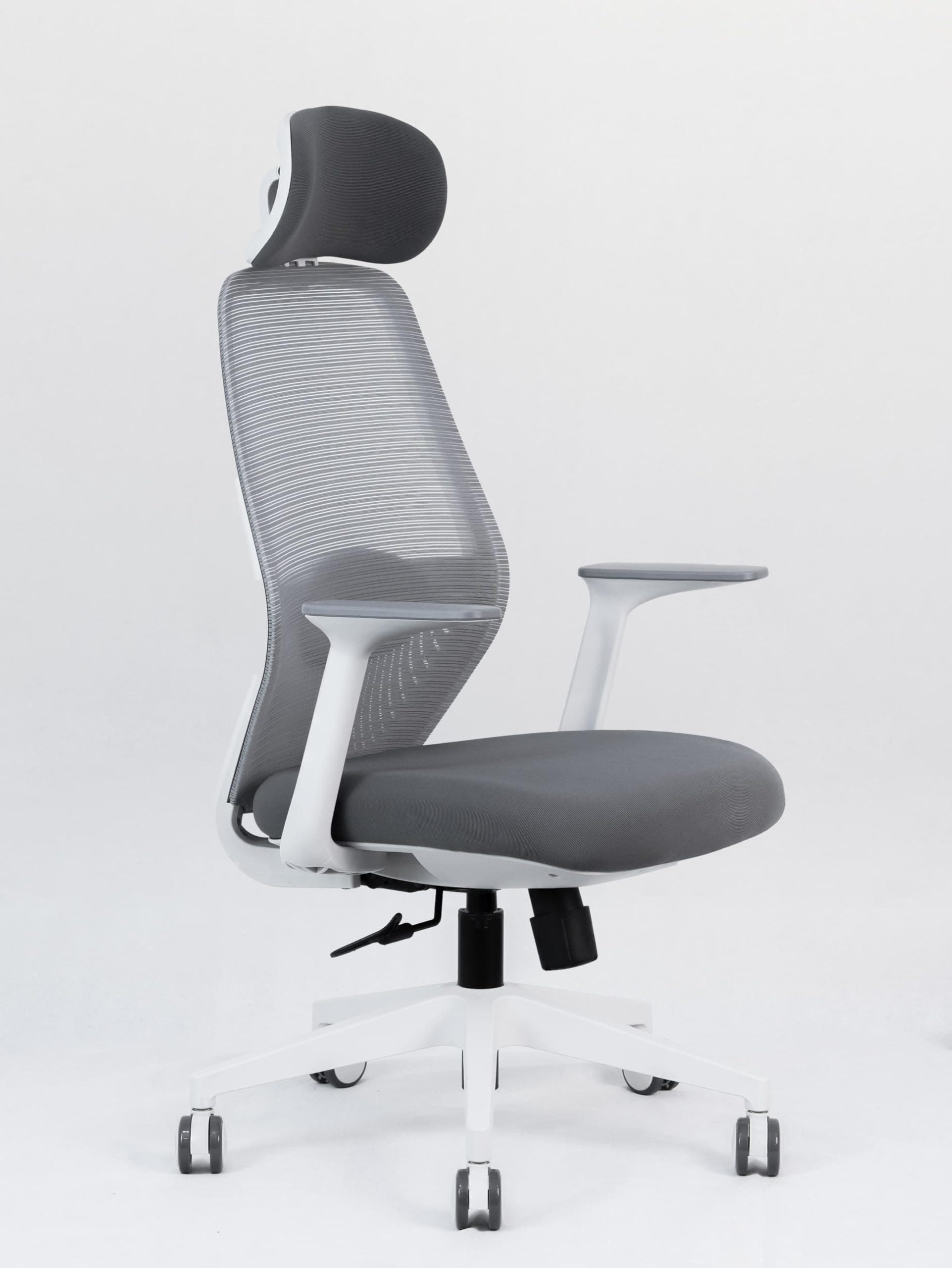 GenericErgonomic Mesh Office Chair with Adjustable Headrest and Lumbar Support, Gray, AYZ - 101 - WHITE FRAME