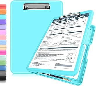Clipboard with Storage, 13x9.6 Nursing Clipboard Foldable, Storage Clipboards with Pen Holder, Letter Size Clip Board Folder for Teacher Nurse Work, School & Office Supplies(Mint Blue)