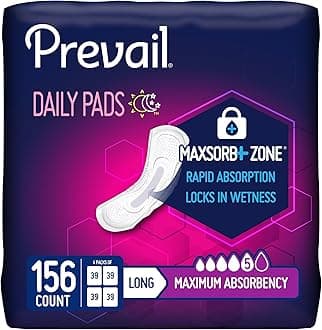 Incontinence Bladder Control Pads for Women, Maximum Absorbency, Long Length, 156 Count