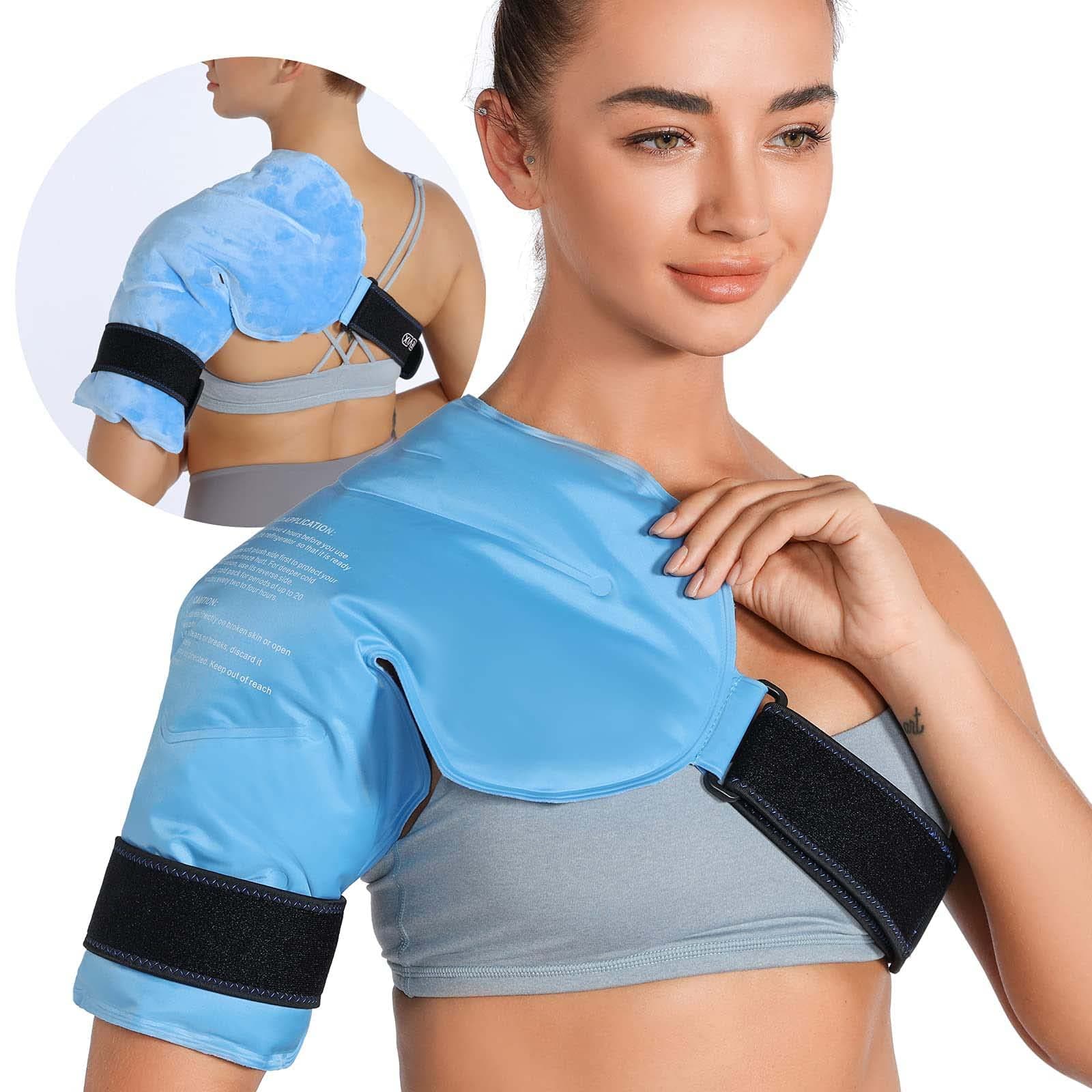Ice Pack for Shoulders, Reusable Gel Cold Compress Shoulder Wraps for Rotator Cuff Injuries, Swelling, Upper Back Pain Relief, Compression Brace for Injuries