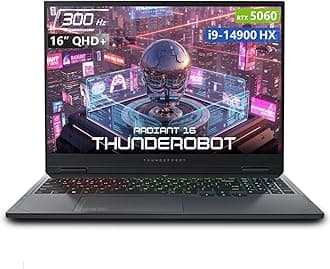 Thunderobot Radiant 16 i9 5060 2.5K 300Hz Gaming Laptop, NVIDIA GeForce RTX 5060, Core i9-14900HX, 16" QHD+ 300Hz Display, 32GB DDR5, 1TB SSD, RGB Backlit Keyboard, Wi-Fi 6, Win 11 Home, Black