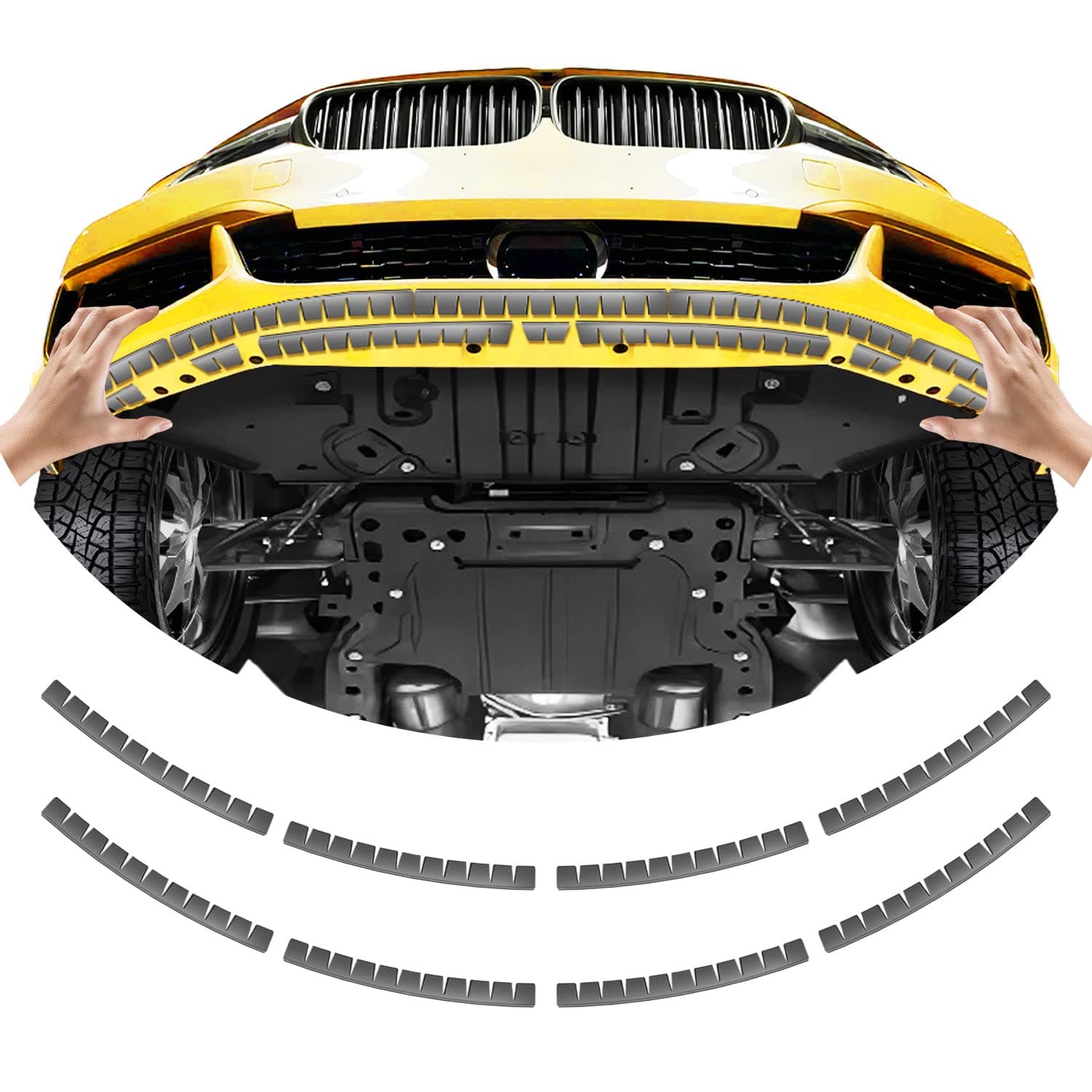 Front Bumper Scrape Guard 8 Pack Car Universal Black Bumper Lips Scrape Guard Car Under Bumper or Anti-Scratch DIY Protector for Lowered Cars, Sport Cars and SUV