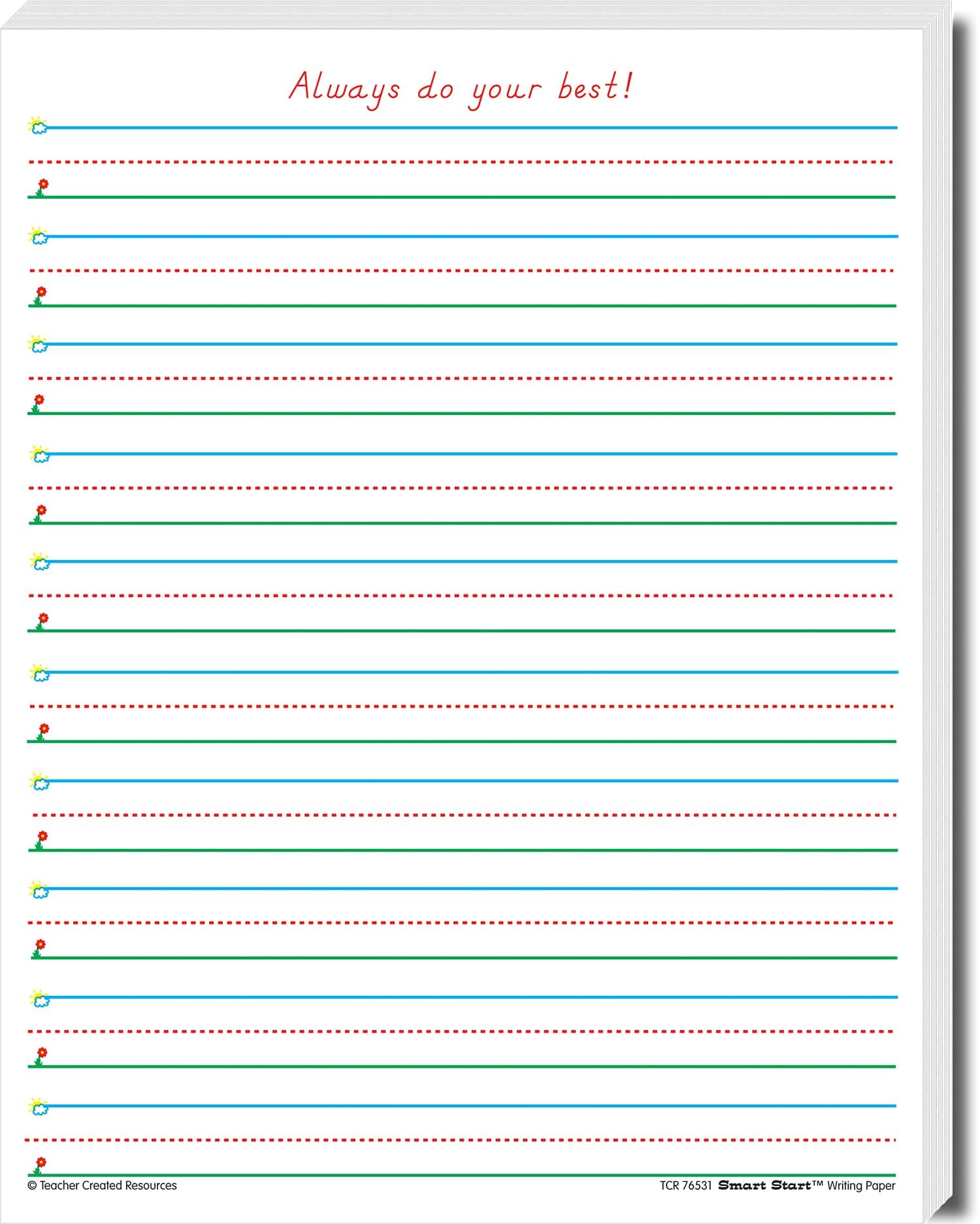 Teacher Created Resources Smart Start 1-2 Writing Paper: 100 Sheets, TCR76531, White