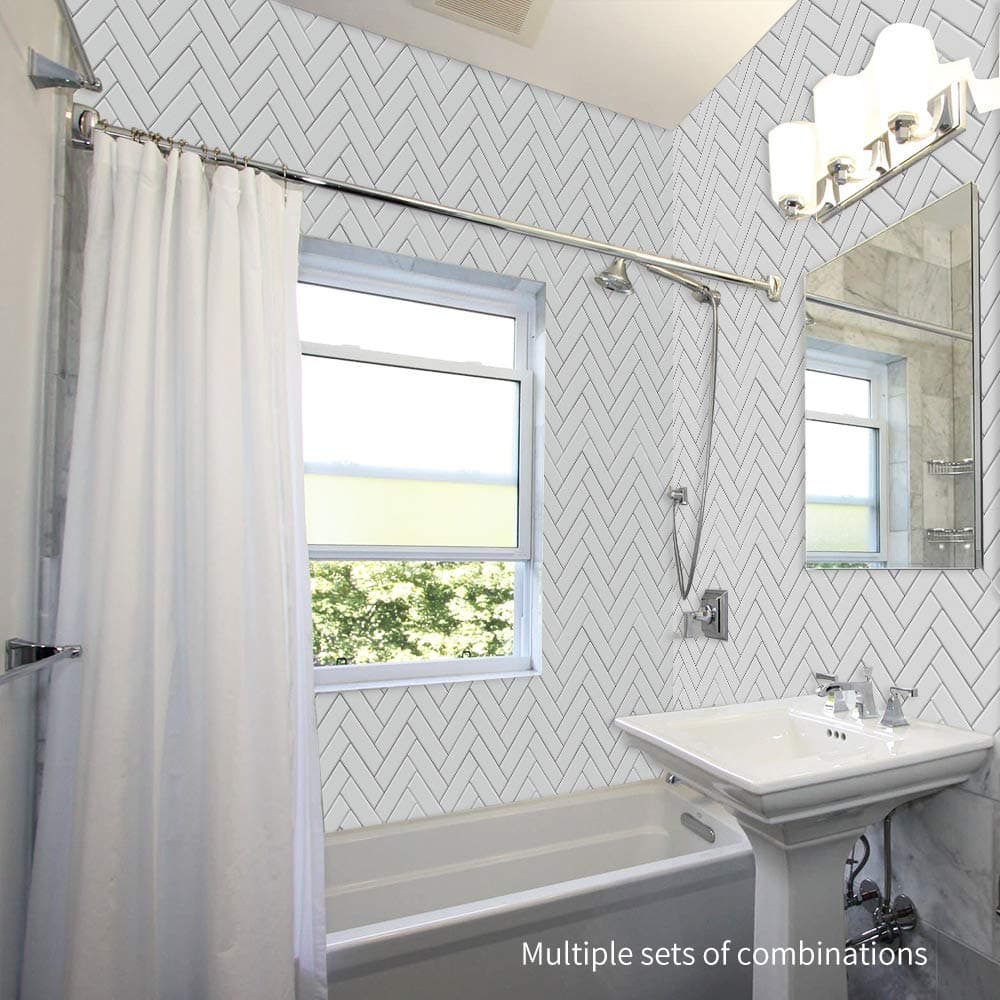 VanBest 1Set/10pcs Nordic White Herringbone Pattern Tile Transfers Stickers Waterproof 6X6Inch