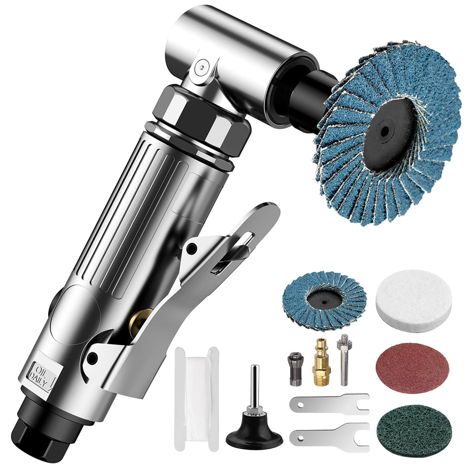 Compressed Air Angle Die Grinder 1/4" 90 Degree Mini Sander Grinder Polisher Tool for Contour Grinding,Polishing, Milling