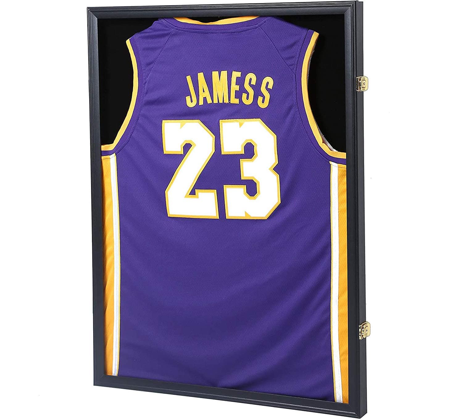 Jersey Frame Display Case, Large Lockable Shadow Box Sports Jersey Frame with UV Protection Acrylic and 2 Hanger for Baseball Basketball Football Soccer Hockey Shirt,Uniform, Graduates Black