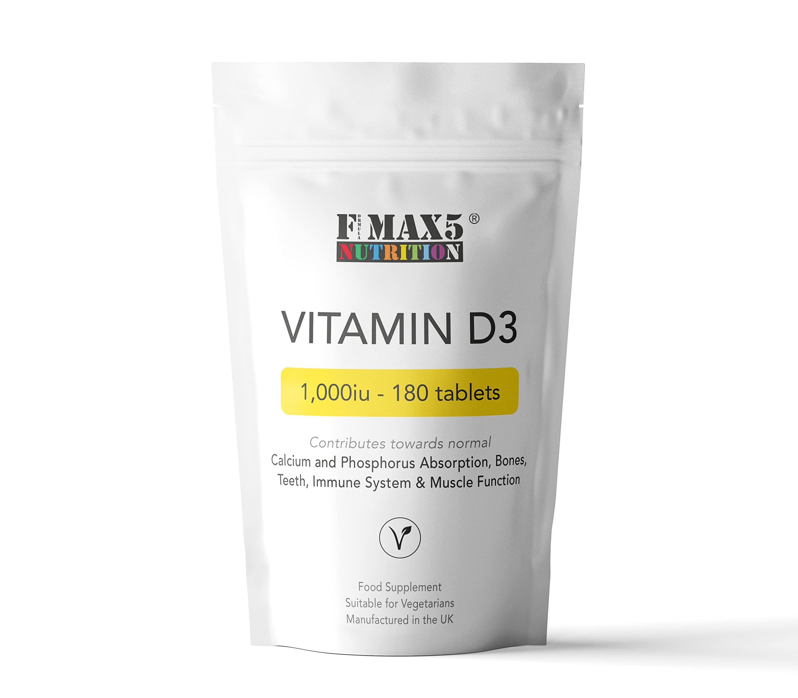 Vitamin D 1000iu | Easy Swallow Micro Tablets | One a Day Cholecalciferol VIT D | Vegetarian High Strength Immune System Support Vitamin D Supplement | UK Made (180)