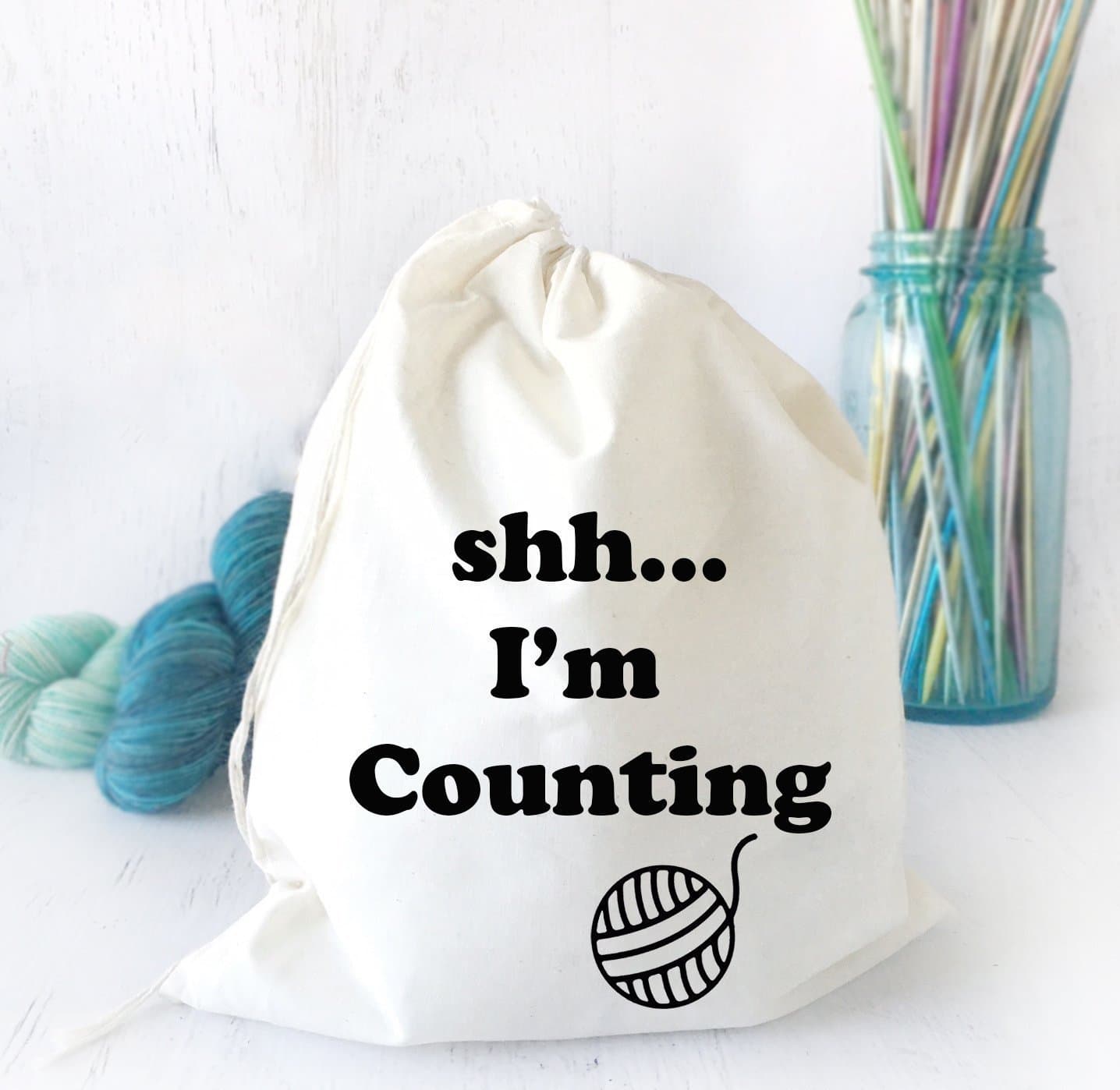 Funny Crochet Meme Project Bag for Smaller Projects - Shhh. I'm Counting