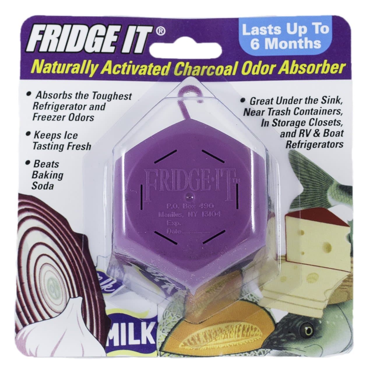 Innofresh Fridge-It- Refrigerator Deodorizer 6 PACK, Odor Absorber and Air Freshener. Natural Activated Charcoal and Fragrance Free, Lasts up to 6-Months