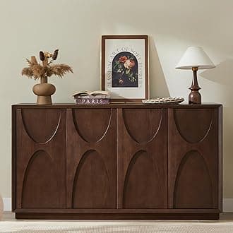 59" Sideboard Buffet Cabinet Retro Accent Storage Cabinet with Magnetic Door Latches Adjustable Shelf for Living Room Kitchen(Walnut)