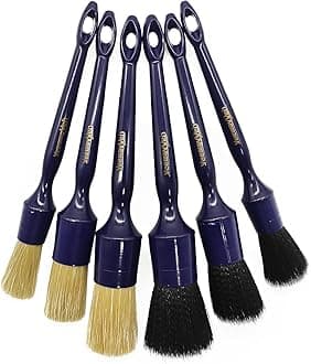 YeewayVeh Car Detailing Brush Set, 6 Pack Soft Scratch-free Car Interior Cleaning Brush for Dashboard Engine Bay Air Vents Leather Seat Wheel Motorcycle Vehicle and Home Detail Brushes, Blue