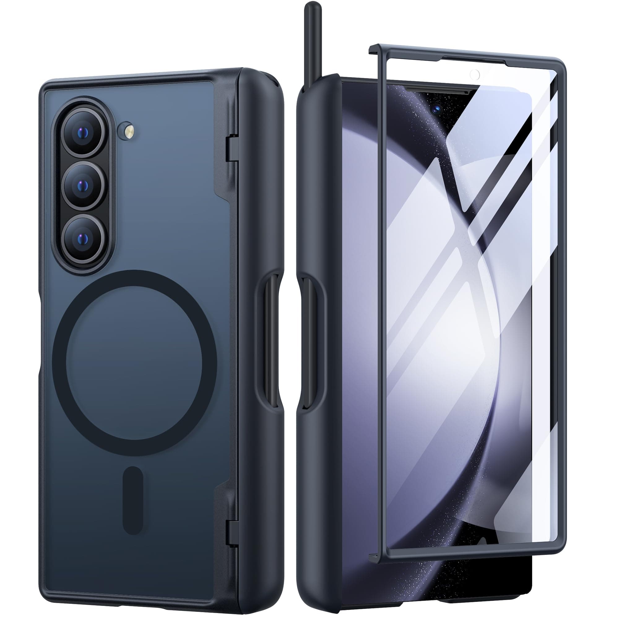 MOBOSI for Samsung Galaxy Z Fold 6 Case [Compatible with Magsafe], [Built-in Hinge Protection & Screen Protector] Magnetic Shockproof Full Body Slim Phone Case for Z Fold6 with S Pen Holder, Black