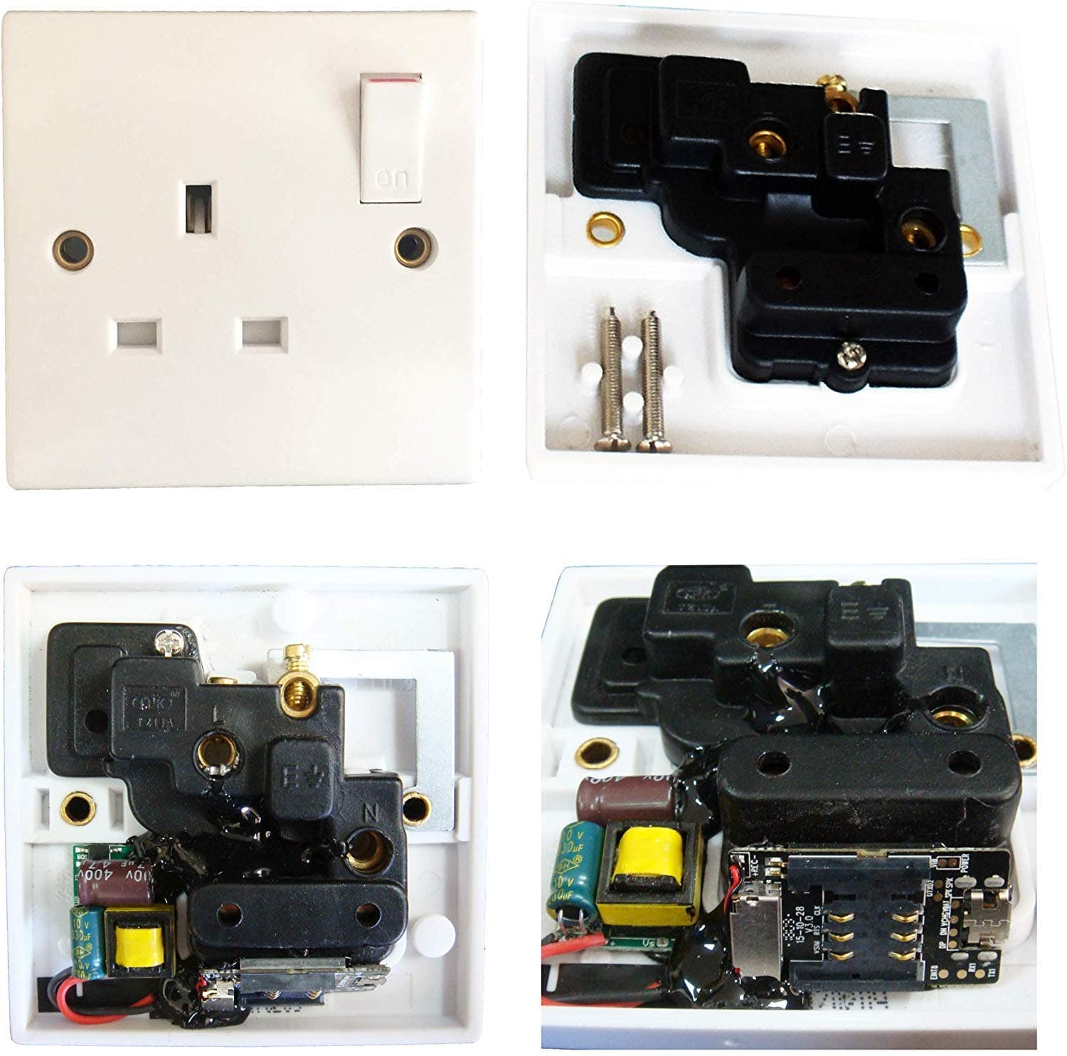 COVERT SURVEILLANCE SINGLE SWITCHED WALL SOCKET HIDDEN WIRELESS GSM UK SIM CARD SPY LISTENING DEVICE