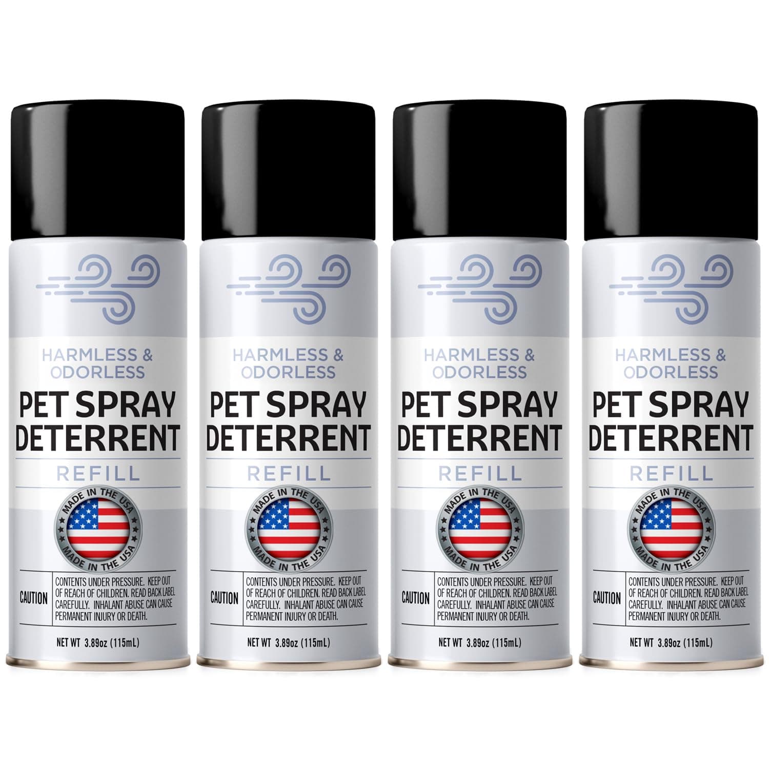 [4 Pack] Refill for PetSafe SSSCat Spray Deterrent Device - Non-VOC Dog & Cat Spray Deterrent - Family-Safe Cat Deterrent for Counters & Trouble Areas - Made in The USA