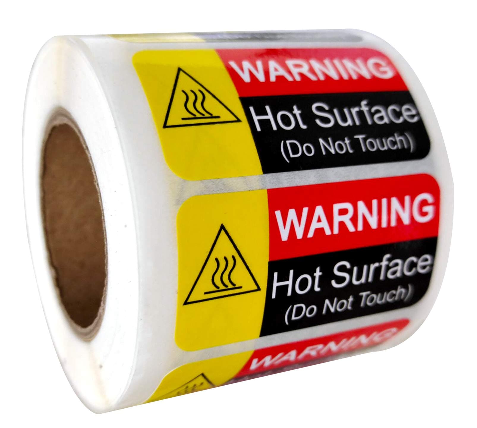 Wootile 1 x 2 Inch Hot Surface Warning Labels - Do Not Touch, Caution - 500 Red Fluorescent Hot Flame Stickers - Waterproof Vinyl Labels