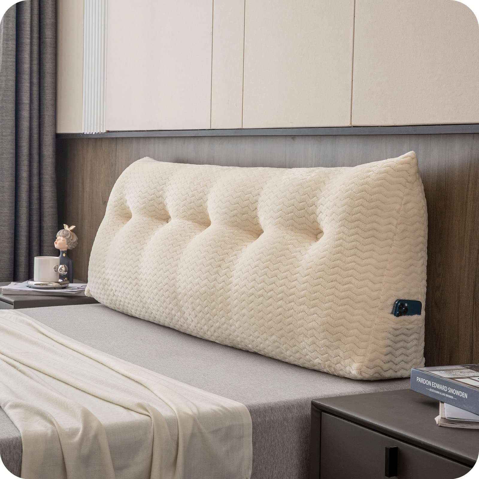 Large Bolster Triangular Headboard Wedge Backrest Positioning Support Bed Rest Reading Pillows Headboard Wedge Pillows for Day Bed Bunk Bed with Removable Cover