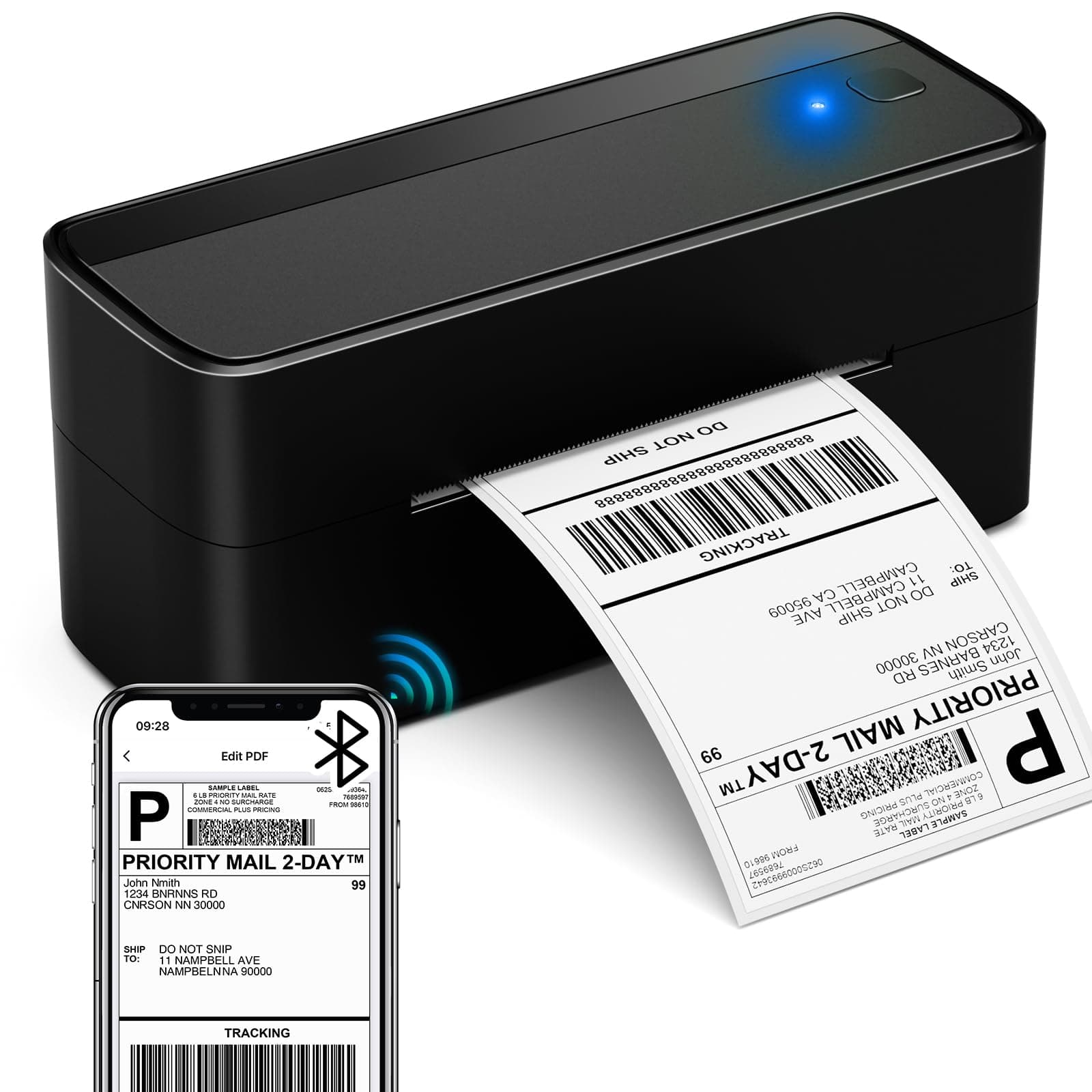 ASprink Shipping Label Printer - 241BT Bluetooth Thermal Label Printers for Small Business, 4X6 Wireless Thermal Printer for Shipping Packages, Compatible with iPhone, Windows, USPS, Amazon, Black