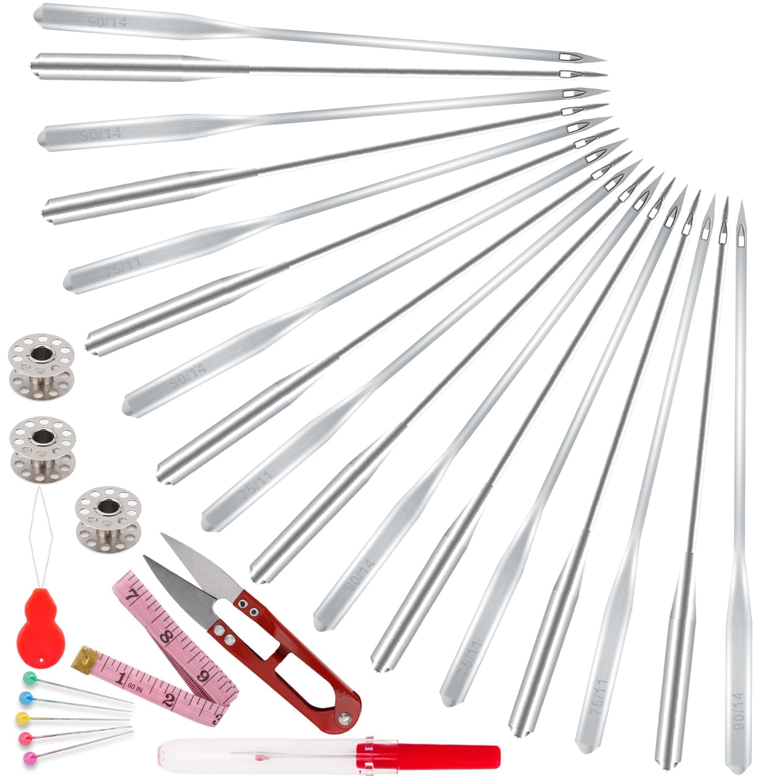 Sewing Machine Needles Set, Universal Standard Needle, Home Sewing Machines Needles, Sizes HAX1 65/9, 75/11, 90/14, 100/16, 110/18, WOILLIO Compatible with Singer, Brother, Janome, Varmax(50 PCS)