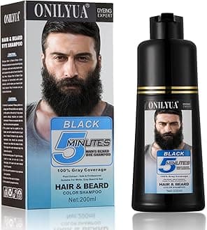 - Men's Long-Lasting Black Hair Dye & Root Touch Up for Gray Coverage - 5 Minute Natural Beard & Mustache Coloring Shampoo 3-in-1