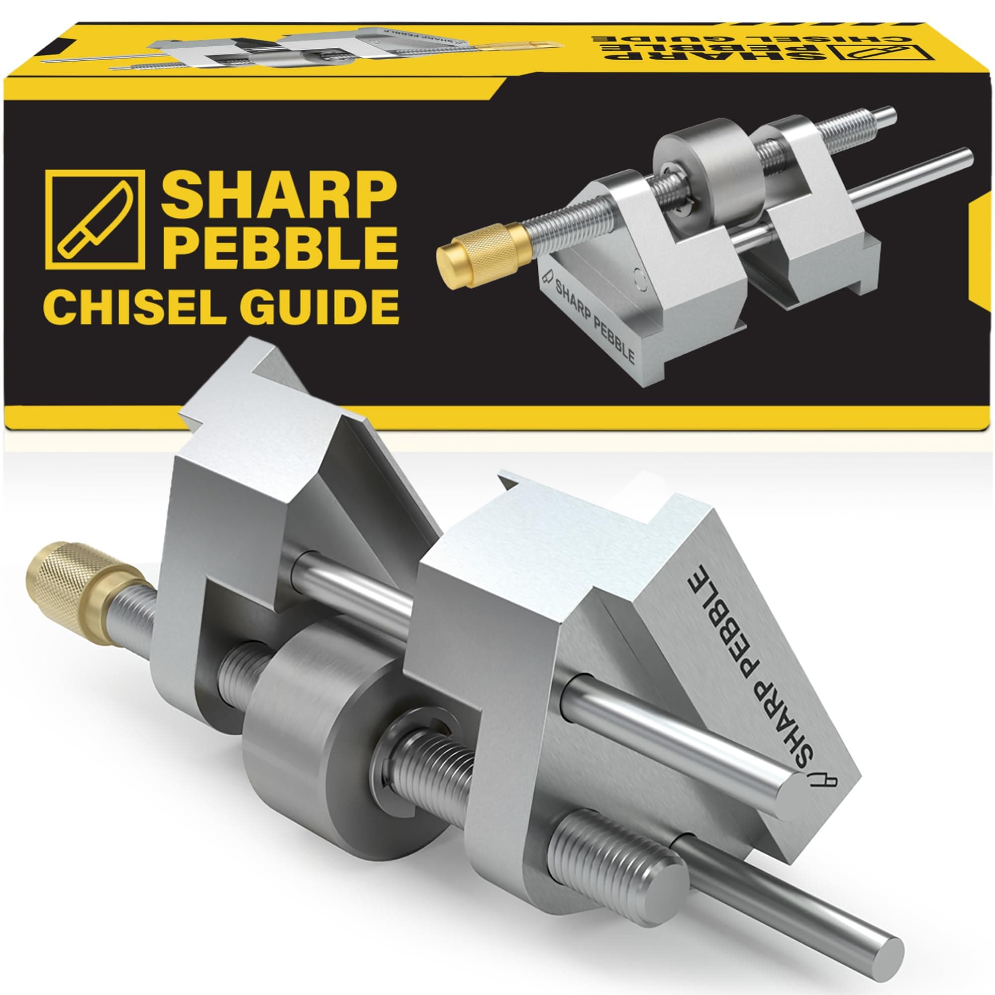 Chisel Sharpening Jig - Fits Chisels 1/8” to 1-7/8”, Fits Planer Blades 1-3/8” to 3-1/8” - Silver