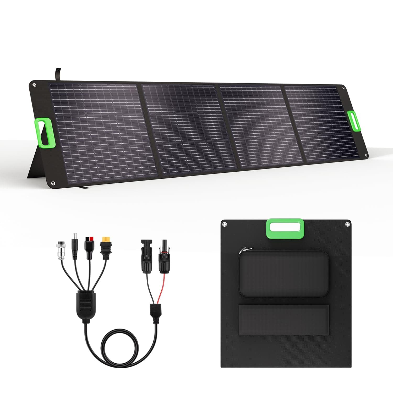 200W Portable Solar Panel for Power Station, Foldable Solar Charger w/ 4 Kickstands, IP65 Waterproof Solar Panel Kit w/MC-4 DC XT60 Anderson Aviation Output for Outdoor RV Camper Blackout