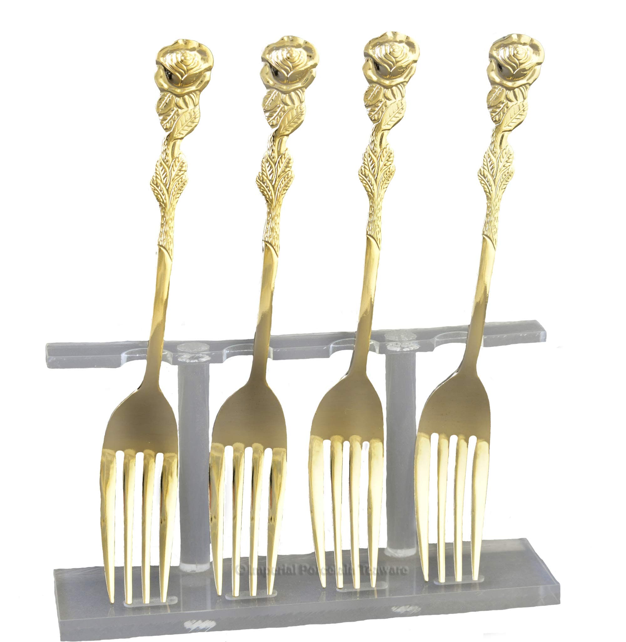 Rose Handle Demi Fork-gold plate -SET OF FOUR