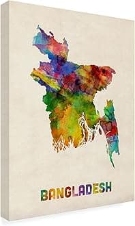 Bangladesh Watercolor Map by Michael Tompsett, 24x32-Inch