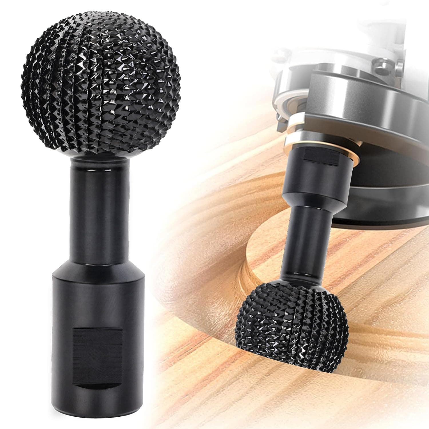 Pomsare Sphere Rotary Burr with 5/8-11 Threads for 4 1/2 and 5 Inch Angle Grinder, Ball Gouge Angle Grinder Attachments Power Carving Tools for Wood Carving Grinding Polishing Engraving