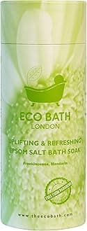 Eco Bath London Uplifting and Refreshing Epsom Salt Bath Soak - Tube 1kg, Magnesium Bath Salt Infused with Frankincense and Mandarin Essential Oils, Epsom Bath Salts for Refreshing