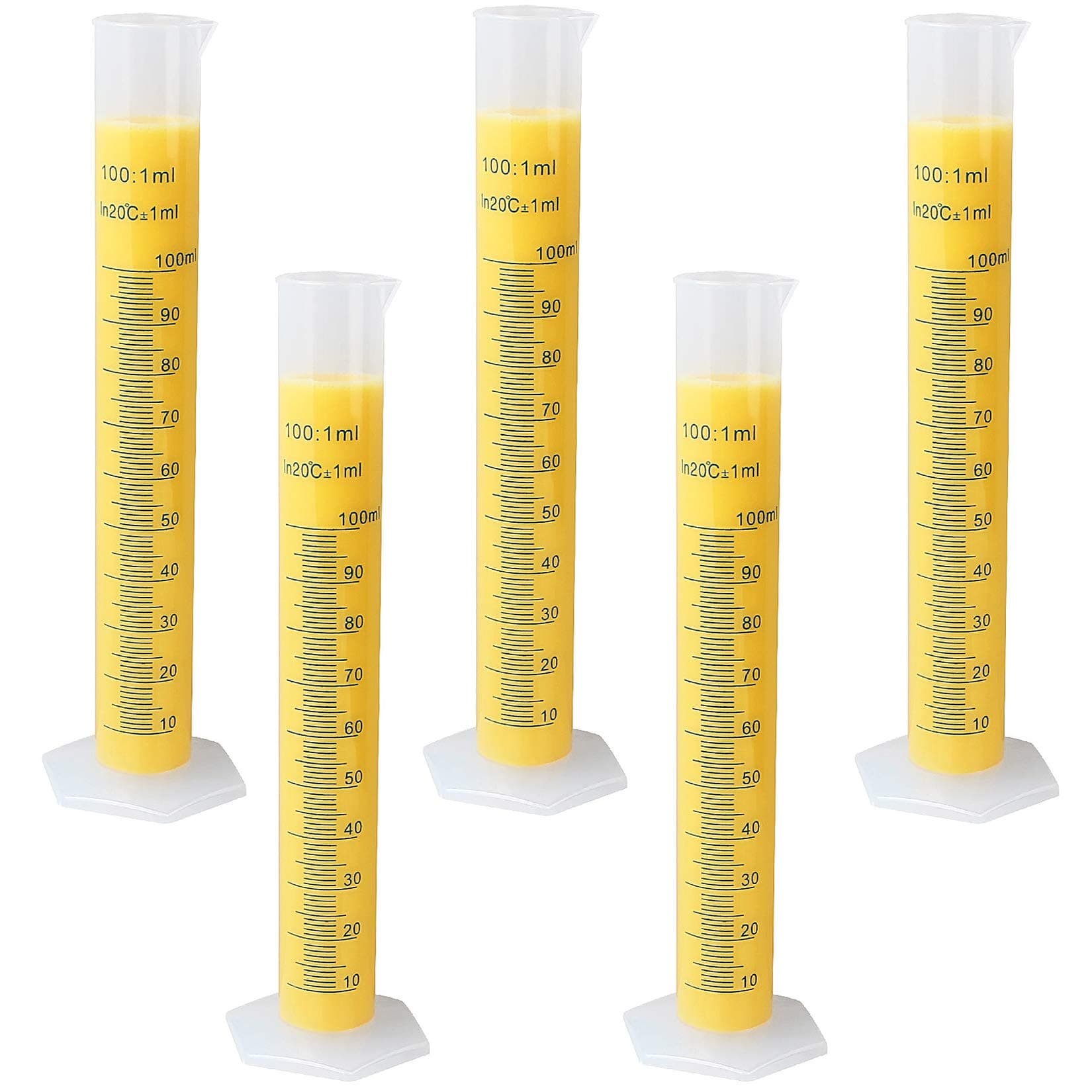 5Pack 100ml Plastic Graduated Cylinder