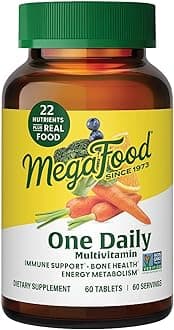 MegaFood One Daily - Supports Overall Health - Multivitamin with B Vitamins and Food Blend - Gluten-Free, Vegetarian, and Made without Dairy - 60 Tabs